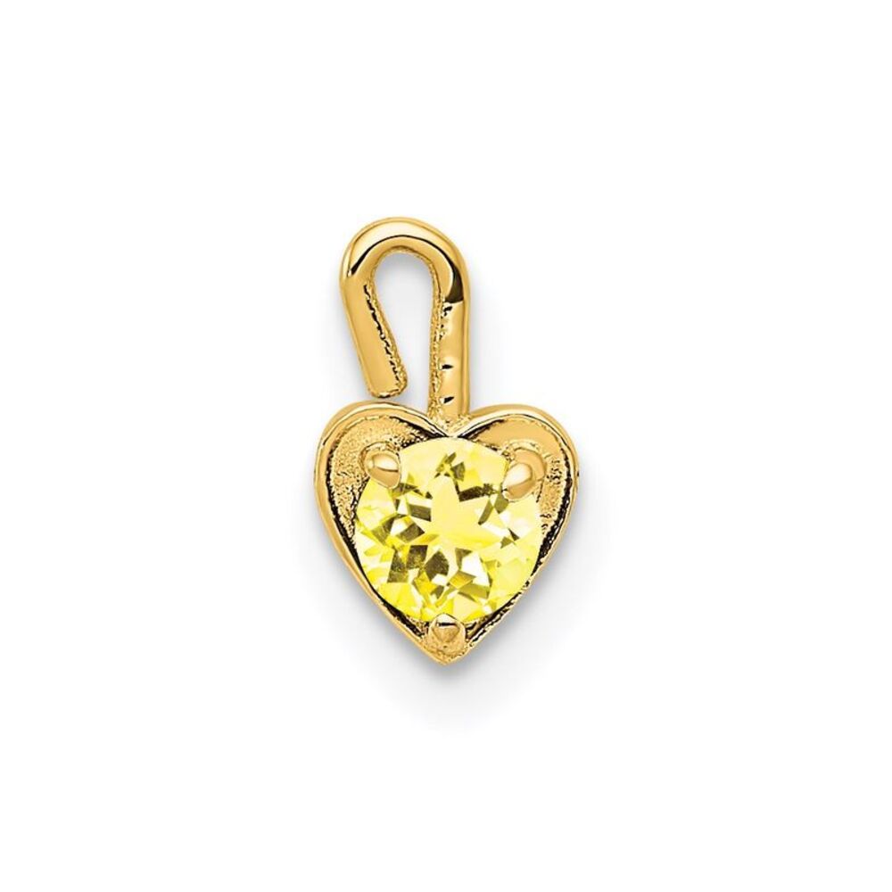 Nov Synthetic Citrine 14k Yellow Gold Heart Pendant Enhancer, 5mm